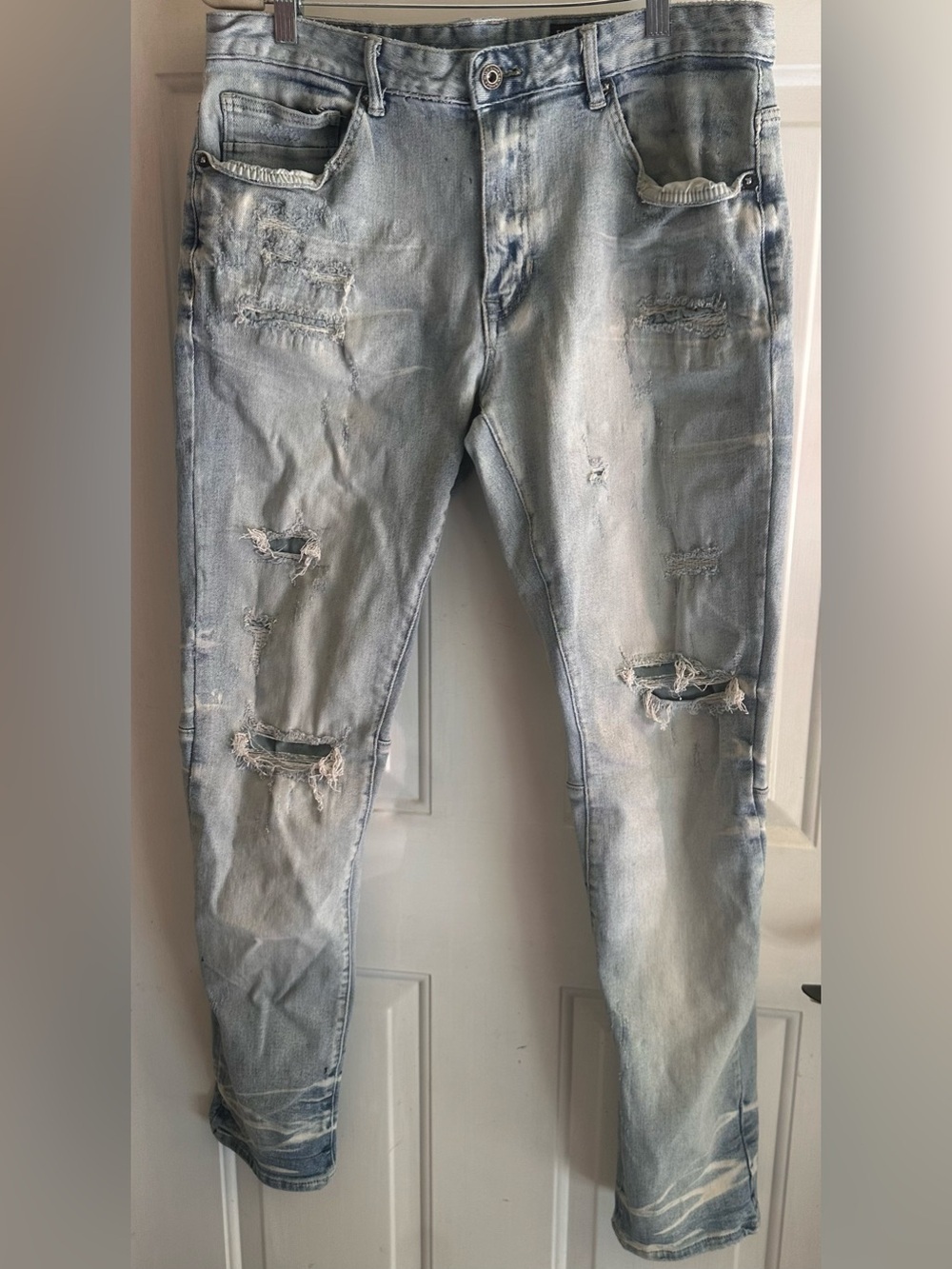 Smoke Rise Light Blue Ripped Skinny Jeans - Slim Fit Denim